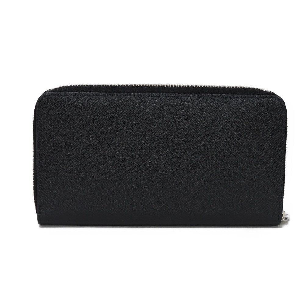 LOUIS VUITTON Long Wallet Purse M30056 Taiga leather (stamped) Noir Taiga Zippy Organizer NM