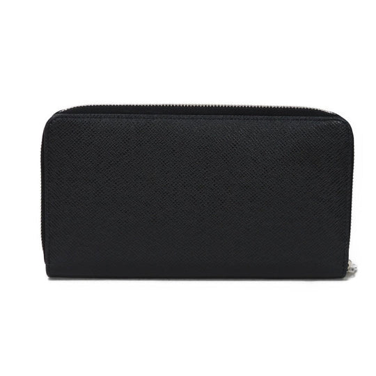 LOUIS VUITTON Long Wallet Purse M30056 Taiga leather (stamped) Noir Taiga Zippy Organizer NM