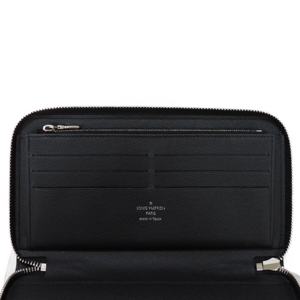 LOUIS VUITTON Long Wallet Purse M30056 Taiga leather (stamped) Noir Taiga Zippy Organizer NM