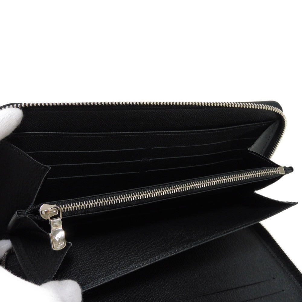 LOUIS VUITTON Long Wallet Purse M30056 Taiga leather (stamped) Noir Taiga Zippy Organizer NM