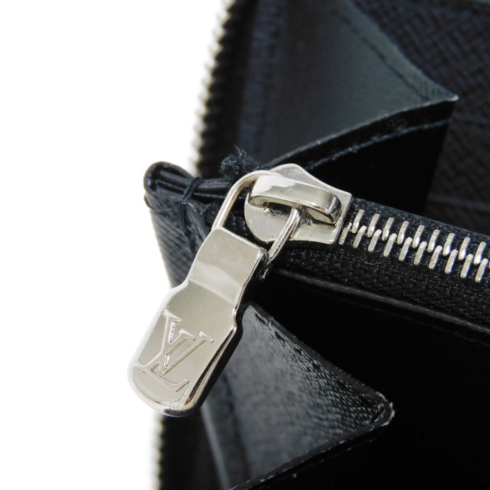 LOUIS VUITTON Long Wallet Purse M30056 Taiga leather (stamped) Noir Taiga Zippy Organizer NM
