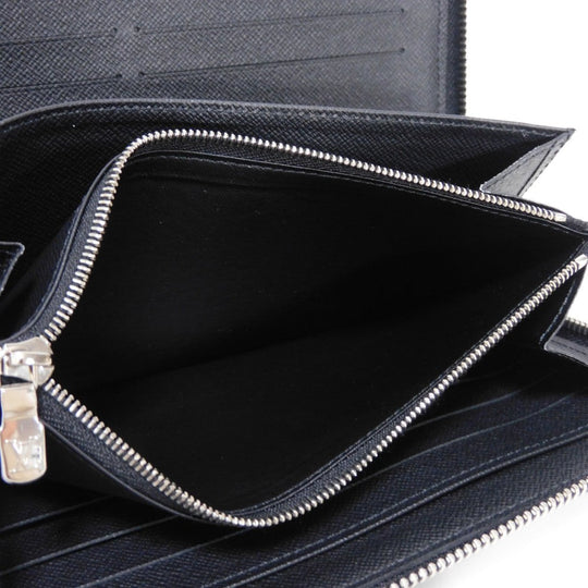 LOUIS VUITTON Long Wallet Purse M30056 Taiga leather (stamped) Noir Taiga Zippy Organizer NM