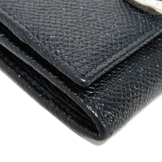 BVLGARI Coin case 33749 Grain calf leather (embossed) black double logo ring Clip coin purse