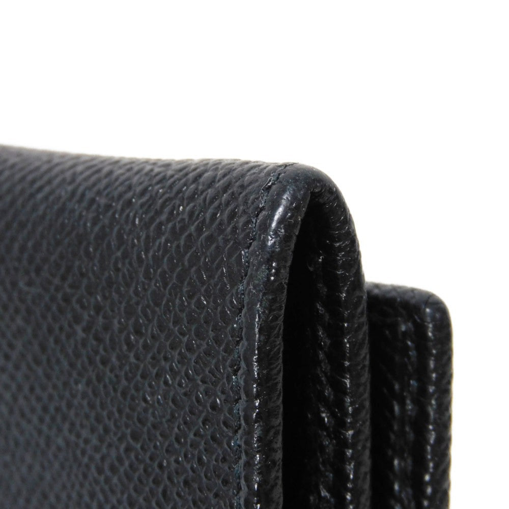 BVLGARI Coin case 33749 Grain calf leather (embossed) black double logo ring Clip coin purse