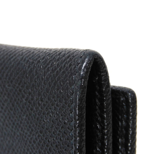 BVLGARI Coin case 33749 Grain calf leather (embossed) black double logo ring Clip coin purse