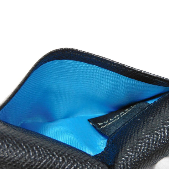 BVLGARI Coin case 33749 Grain calf leather (embossed) black double logo ring Clip coin purse