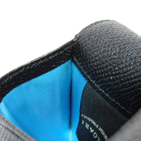 BVLGARI Coin case 33749 Grain calf leather (embossed) black double logo ring Clip coin purse