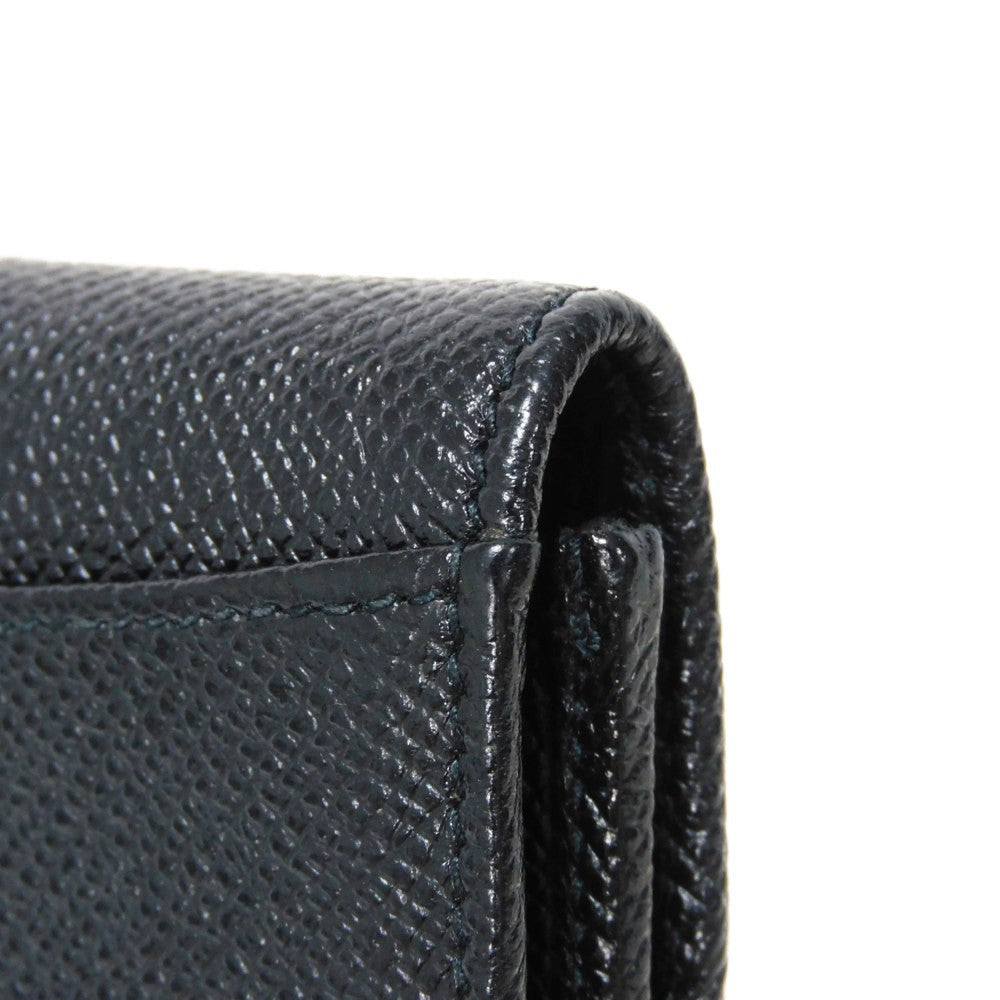 BVLGARI Coin case 33749 Grain calf leather (embossed) black double logo ring Clip coin purse