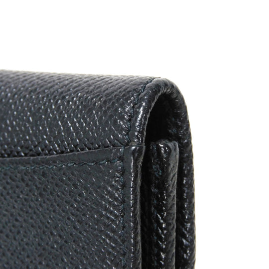 BVLGARI Coin case 33749 Grain calf leather (embossed) black double logo ring Clip coin purse