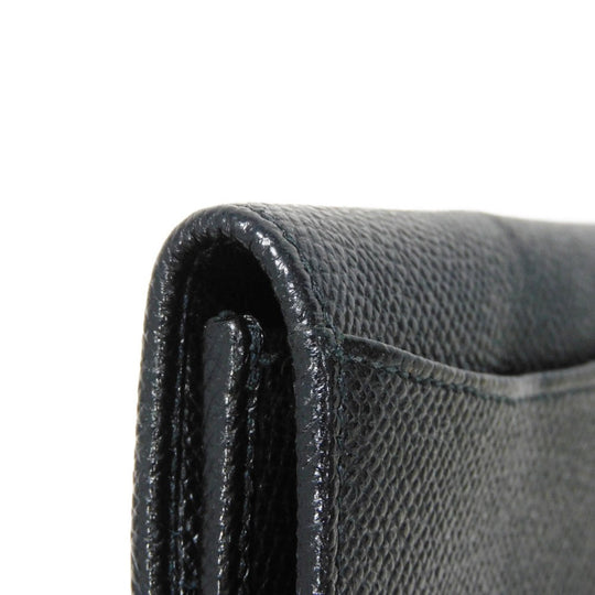 BVLGARI Coin case 33749 Grain calf leather (embossed) black double logo ring Clip coin purse