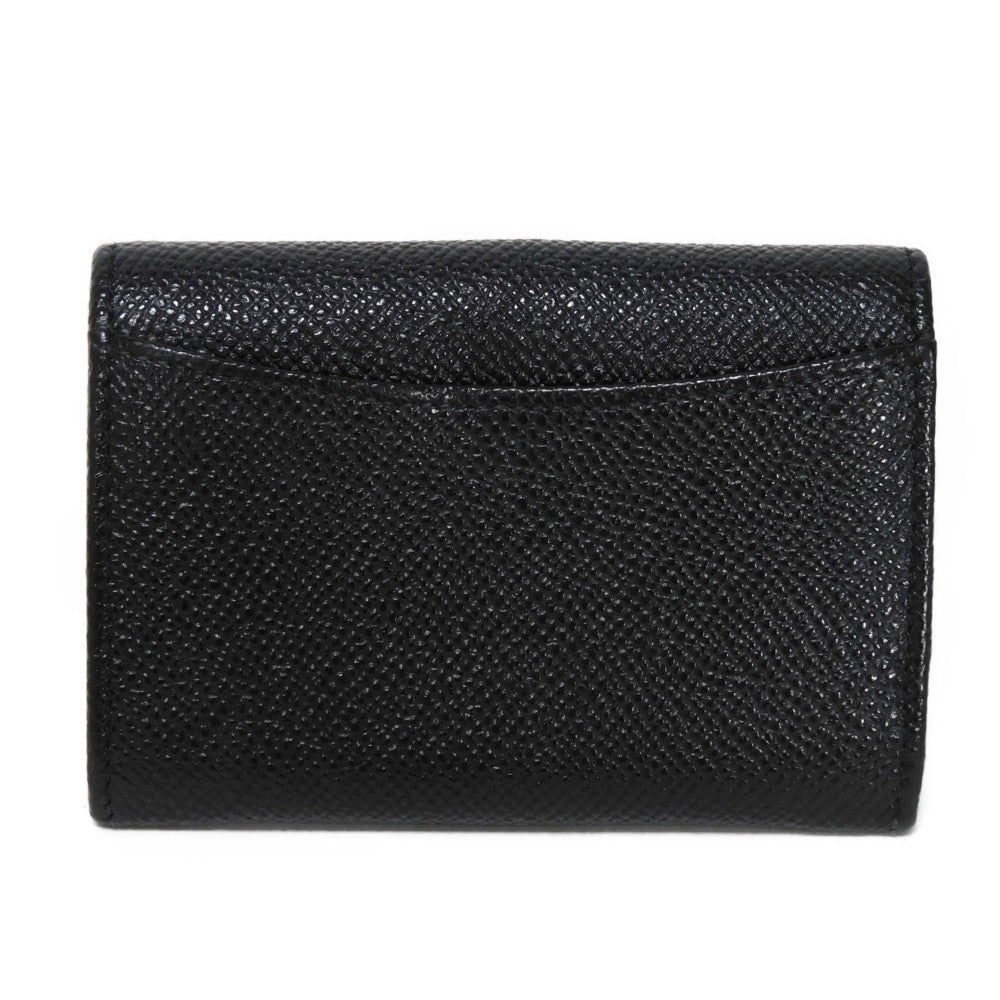 BVLGARI Coin case 33749 Grain calf leather (embossed) black double logo ring Clip coin purse