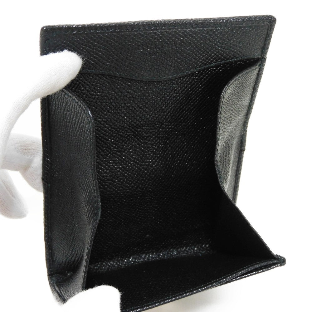 BVLGARI Coin case 33749 Grain calf leather (embossed) black double logo ring Clip coin purse