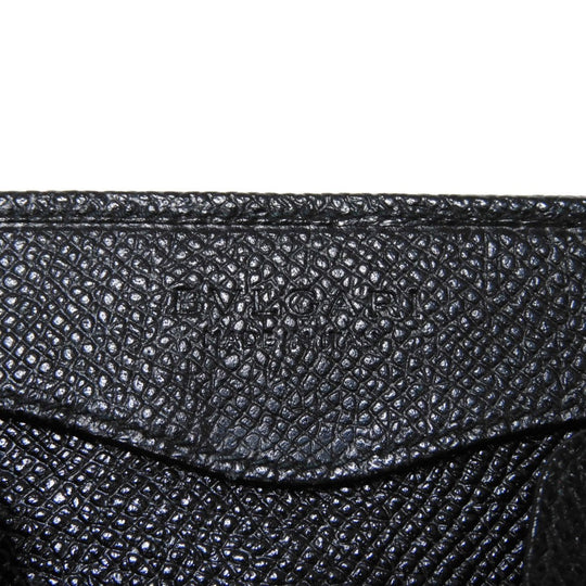 BVLGARI Coin case 33749 Grain calf leather (embossed) black double logo ring Clip coin purse