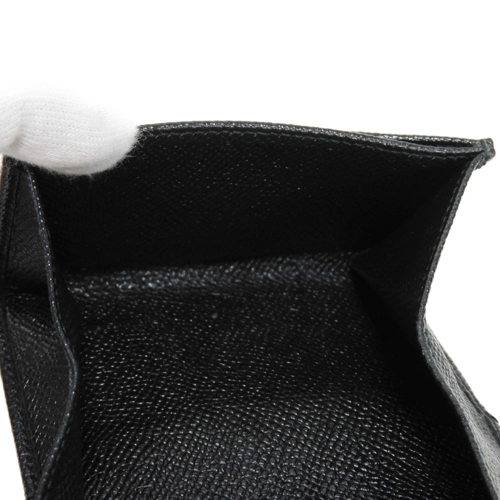 BVLGARI Coin case 33749 Grain calf leather (embossed) black double logo ring Clip coin purse