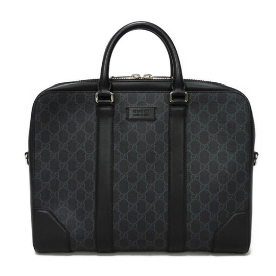 GUCCI Business bag 474135 GG Supreme canvas (polyurethane processing) x Calfskin leather black logo embossed leather patch GG Supreme Briefcase