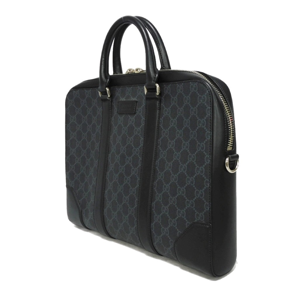 GUCCI Business bag 474135 GG Supreme canvas (polyurethane processing) x Calfskin leather black logo embossed leather patch GG Supreme Briefcase