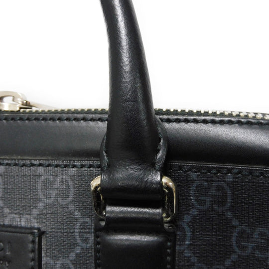 GUCCI Business bag 474135 GG Supreme canvas (polyurethane processing) x Calfskin leather black logo embossed leather patch GG Supreme Briefcase
