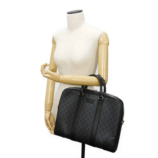 GUCCI Business bag 474135 GG Supreme canvas (polyurethane processing) x Calfskin leather black logo embossed leather patch GG Supreme Briefcase