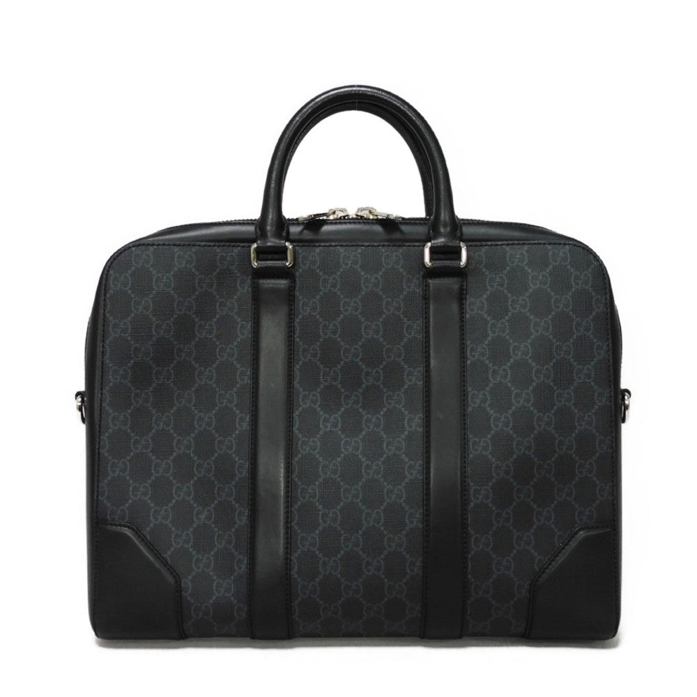 GUCCI Business bag 474135 GG Supreme canvas (polyurethane processing) x Calfskin leather black logo embossed leather patch GG Supreme Briefcase