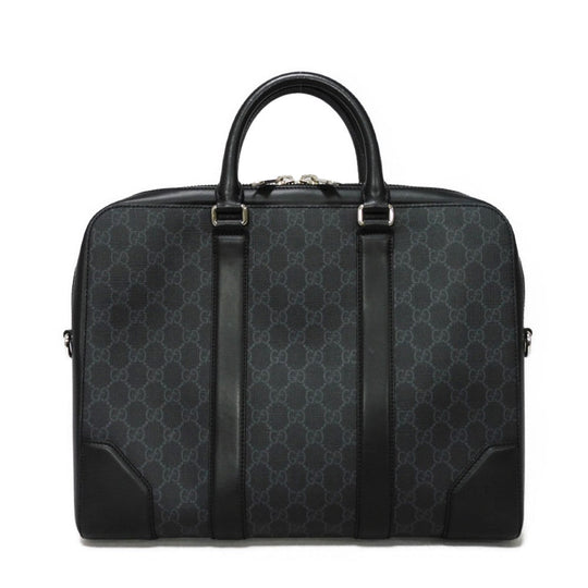 GUCCI Business bag 474135 GG Supreme canvas (polyurethane processing) x Calfskin leather black logo embossed leather patch GG Supreme Briefcase