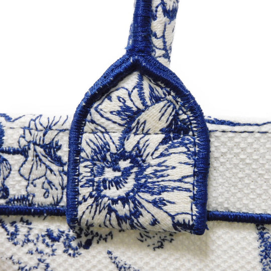 Dior Tote Bag M1296ZRVX_M933 cotton Ecru White x Blue compass rose book tote medium