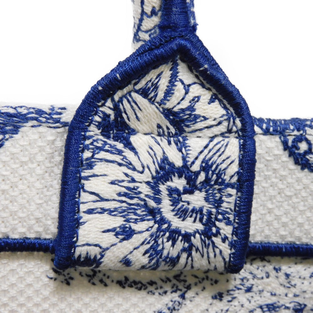 Dior Tote Bag M1296ZRVX_M933 cotton Ecru White x Blue compass rose book tote medium