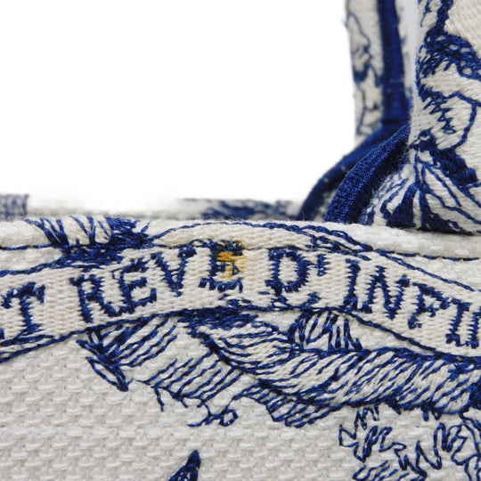 Dior Tote Bag M1296ZRVX_M933 cotton Ecru White x Blue compass rose book tote medium
