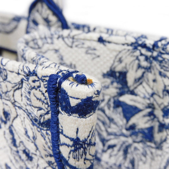 Dior Tote Bag M1296ZRVX_M933 cotton Ecru White x Blue compass rose book tote medium