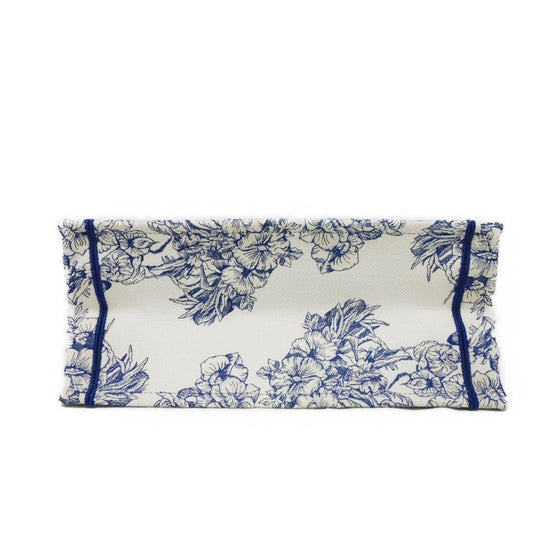 Dior Tote Bag M1296ZRVX_M933 cotton Ecru White x Blue compass rose book tote medium