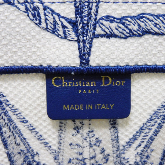 Dior Tote Bag M1296ZRVX_M933 cotton Ecru White x Blue compass rose book tote medium