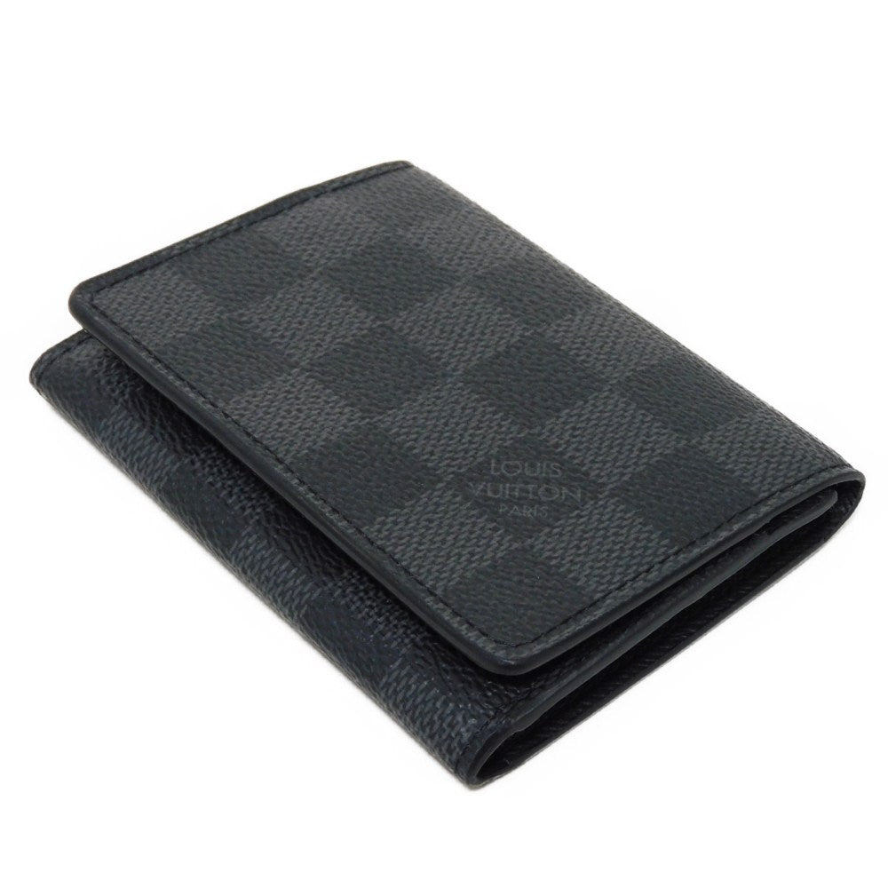 LOUIS VUITTON Card Case N63338 Damier Graffit canvas x grain leather black Damier Graphite Anneveld Cult de Visit