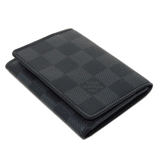 LOUIS VUITTON Card Case N63338 Damier Graffit canvas x grain leather black Damier Graphite Anneveld Cult de Visit