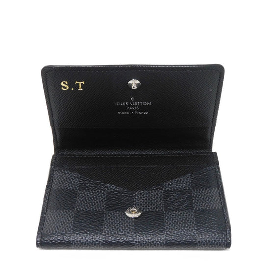 LOUIS VUITTON Card Case N63338 Damier Graffit canvas x grain leather black Damier Graphite Anneveld Cult de Visit