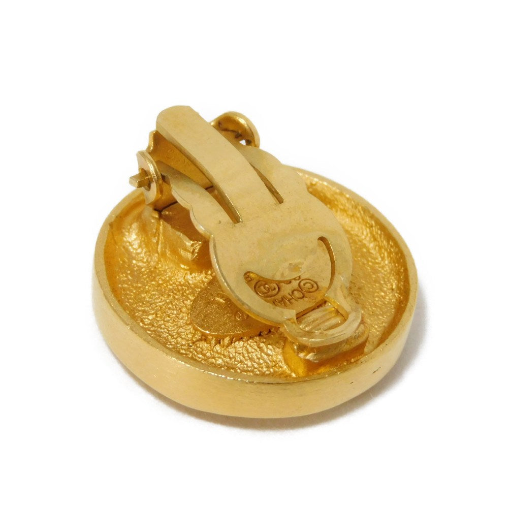 CHANEL Earring plating gold CC mark Round COCO Mark