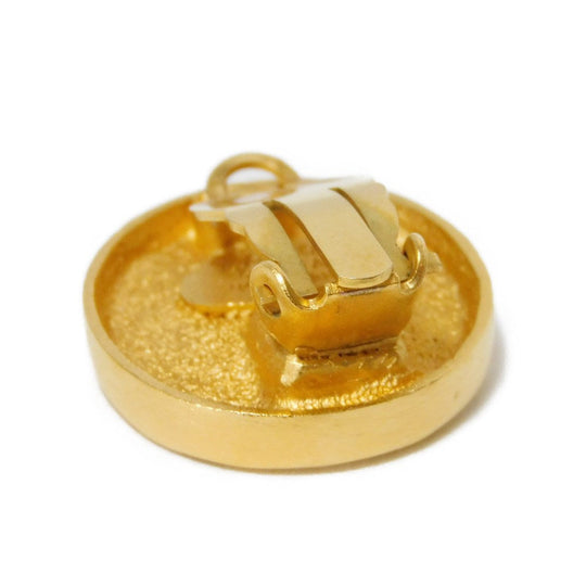 CHANEL Earring plating gold CC mark Round COCO Mark
