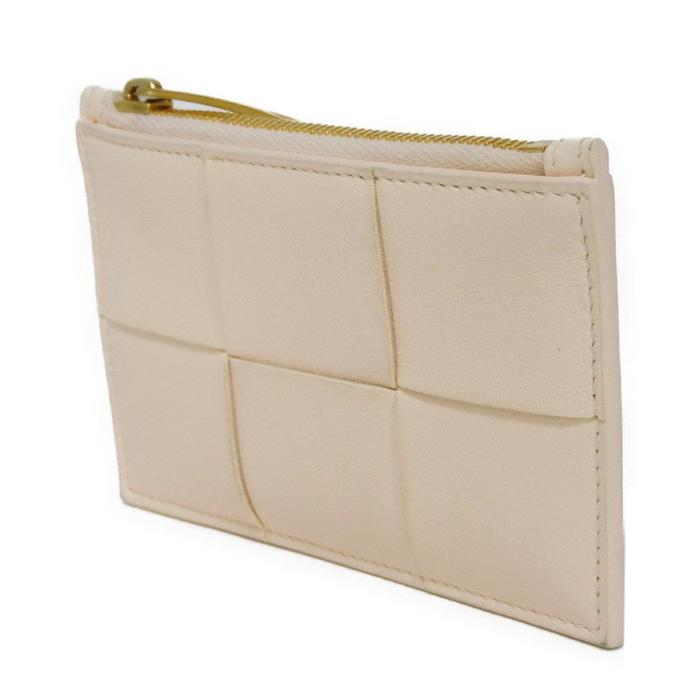 BOTTEGAVENETA Coin case 681010 VCQC4 6705 lambskin x calfskin pink Maxi INTRECCIATO Cassette Card Case