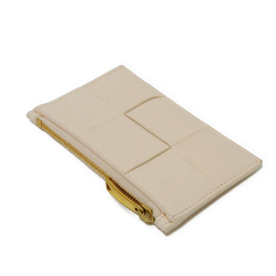 BOTTEGAVENETA Coin case 681010 VCQC4 6705 lambskin x calfskin pink Maxi INTRECCIATO Cassette Card Case