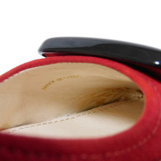 PRADA pumps 315505 F045 30T4 Goatskin Red logo metal Pointed Toe Buckle Suede