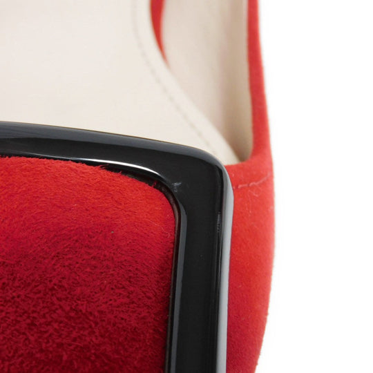 PRADA pumps 315505 F045 30T4 Goatskin Red logo metal Pointed Toe Buckle Suede