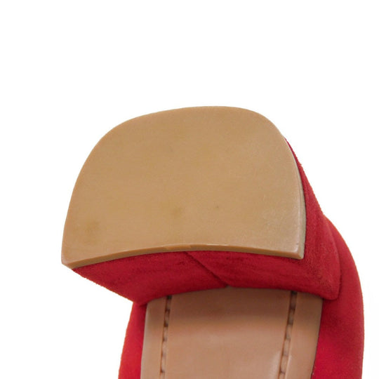 PRADA pumps 315505 F045 30T4 Goatskin Red logo metal Pointed Toe Buckle Suede