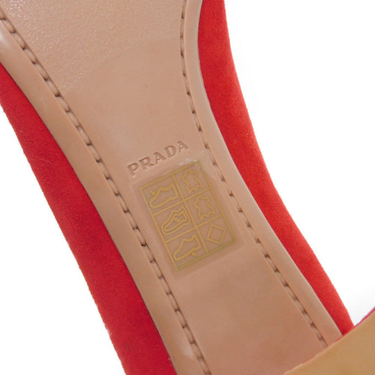 PRADA pumps 315505 F045 30T4 Goatskin Red logo metal Pointed Toe Buckle Suede