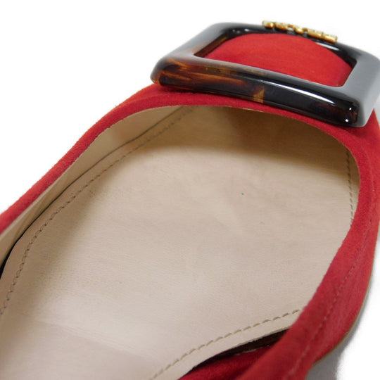 PRADA pumps 315505 F045 30T4 Goatskin Red logo metal Pointed Toe Buckle Suede