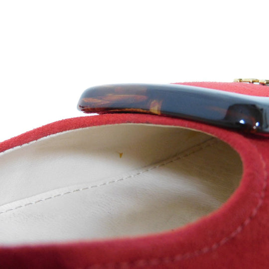PRADA pumps 315505 F045 30T4 Goatskin Red logo metal Pointed Toe Buckle Suede
