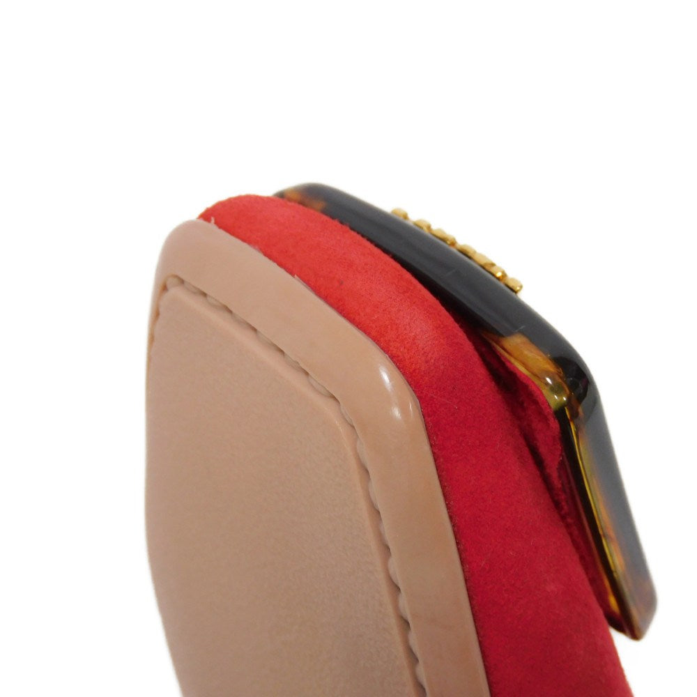 PRADA pumps 315505 F045 30T4 Goatskin Red logo metal Pointed Toe Buckle Suede
