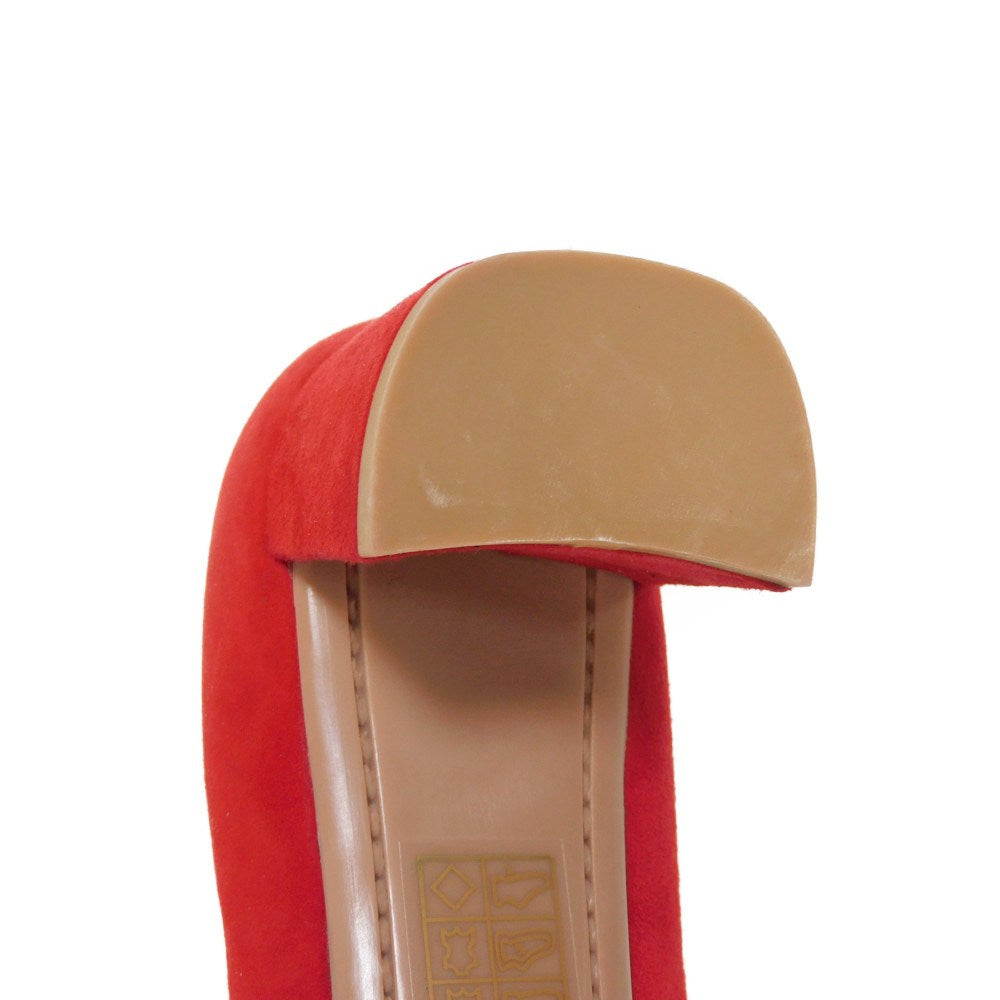 PRADA pumps 315505 F045 30T4 Goatskin Red logo metal Pointed Toe Buckle Suede