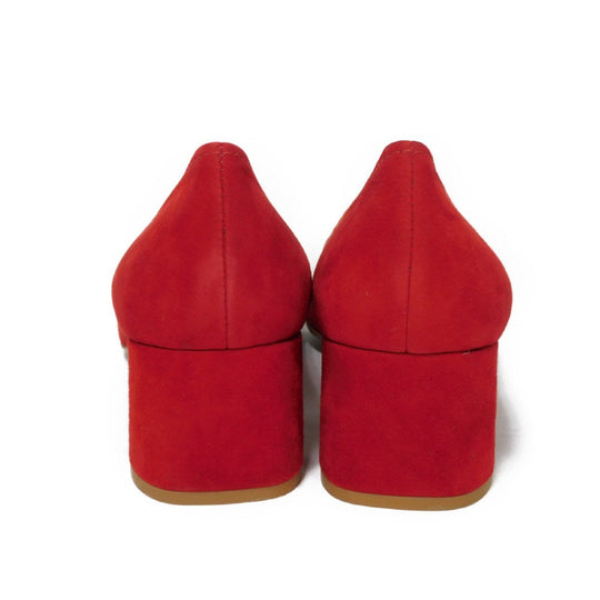 PRADA pumps 315505 F045 30T4 Goatskin Red logo metal Pointed Toe Buckle Suede