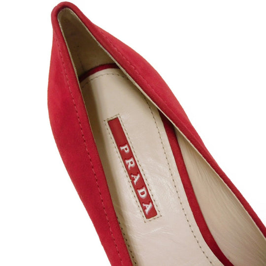 PRADA pumps 315505 F045 30T4 Goatskin Red logo metal Pointed Toe Buckle Suede