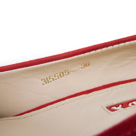 PRADA pumps 315505 F045 30T4 Goatskin Red logo metal Pointed Toe Buckle Suede