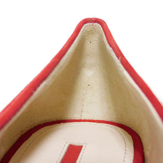 PRADA pumps 315505 F045 30T4 Goatskin Red logo metal Pointed Toe Buckle Suede