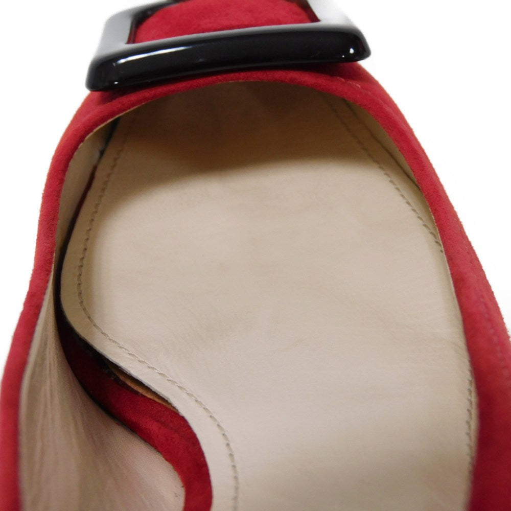 PRADA pumps 315505 F045 30T4 Goatskin Red logo metal Pointed Toe Buckle Suede